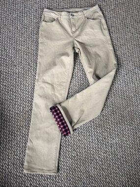 Natural Reflections Beige Pants with Red-Navy Plaid Fleece Lining